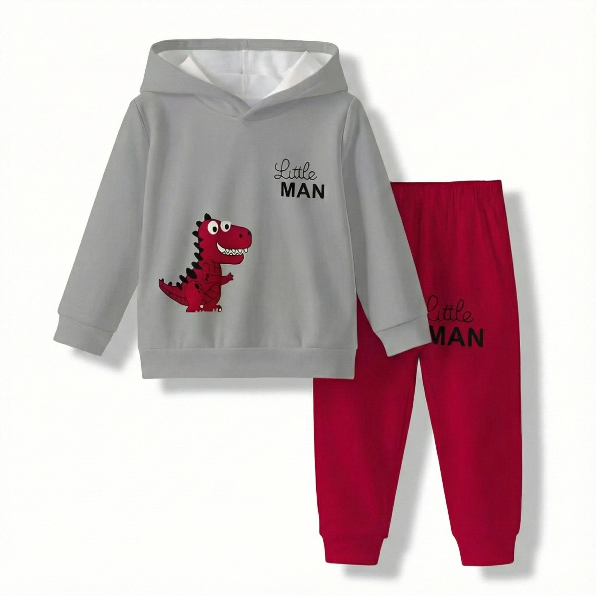 Dinosaur Cartoon Print Outfit Set For Spring And Autumn For Baby