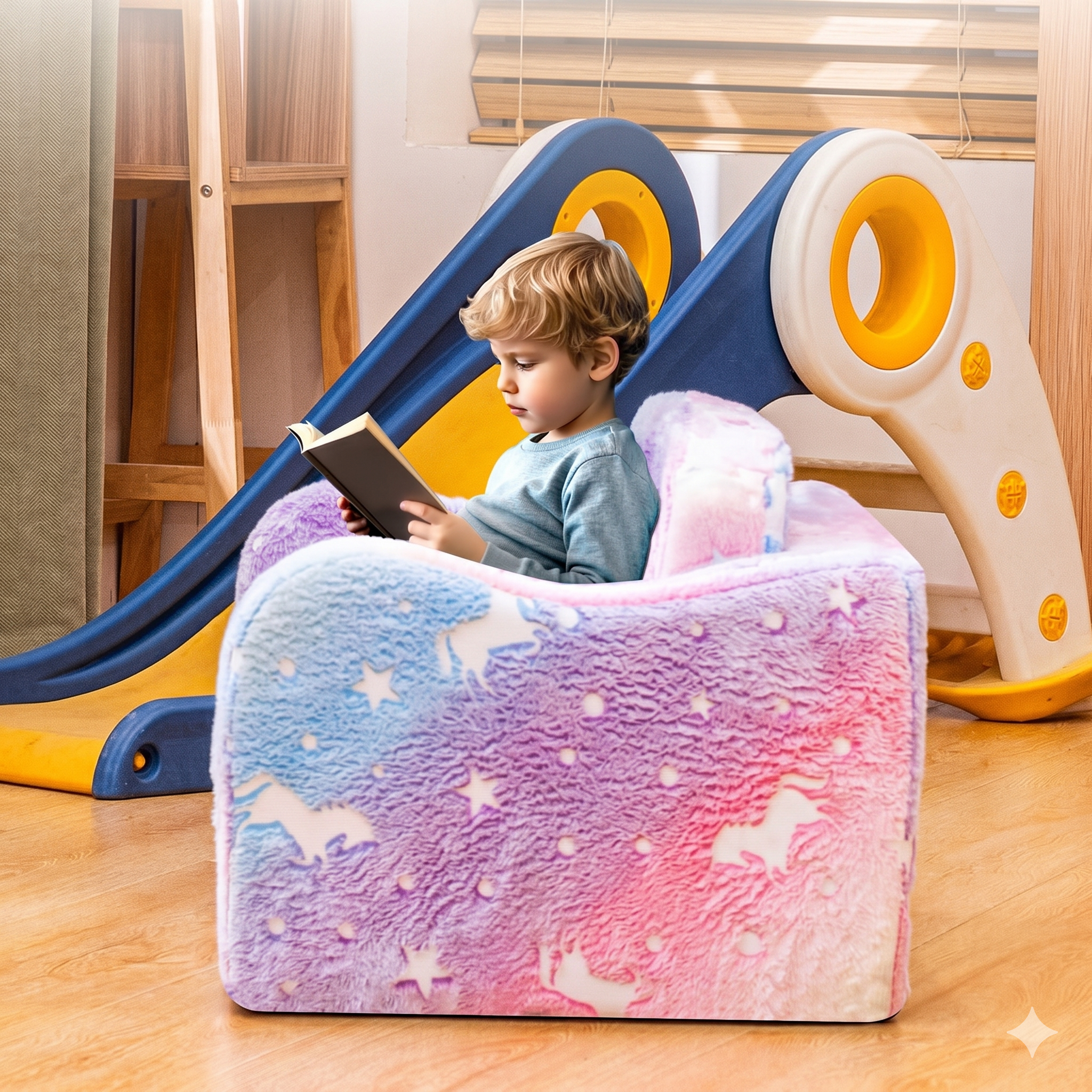 Convertible Sofa Bed With Soft Memory Foam Cushion For Kids