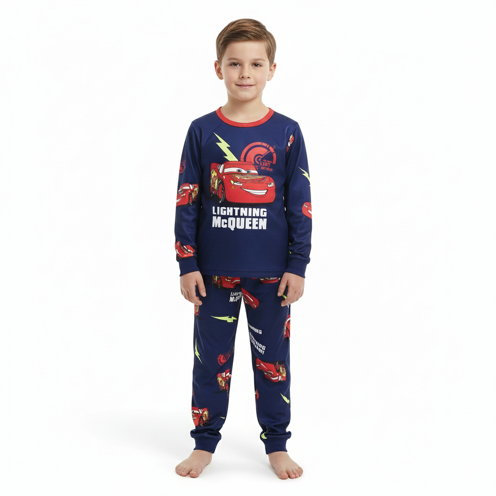 2 Piece Racing Car Print Sleepwear Pajama Set