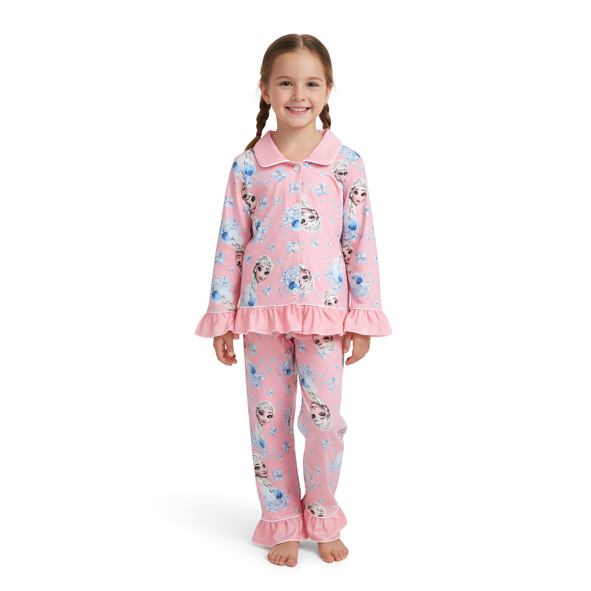 Cozy Fit Long Sleeve Casual Pajama Set for Girls