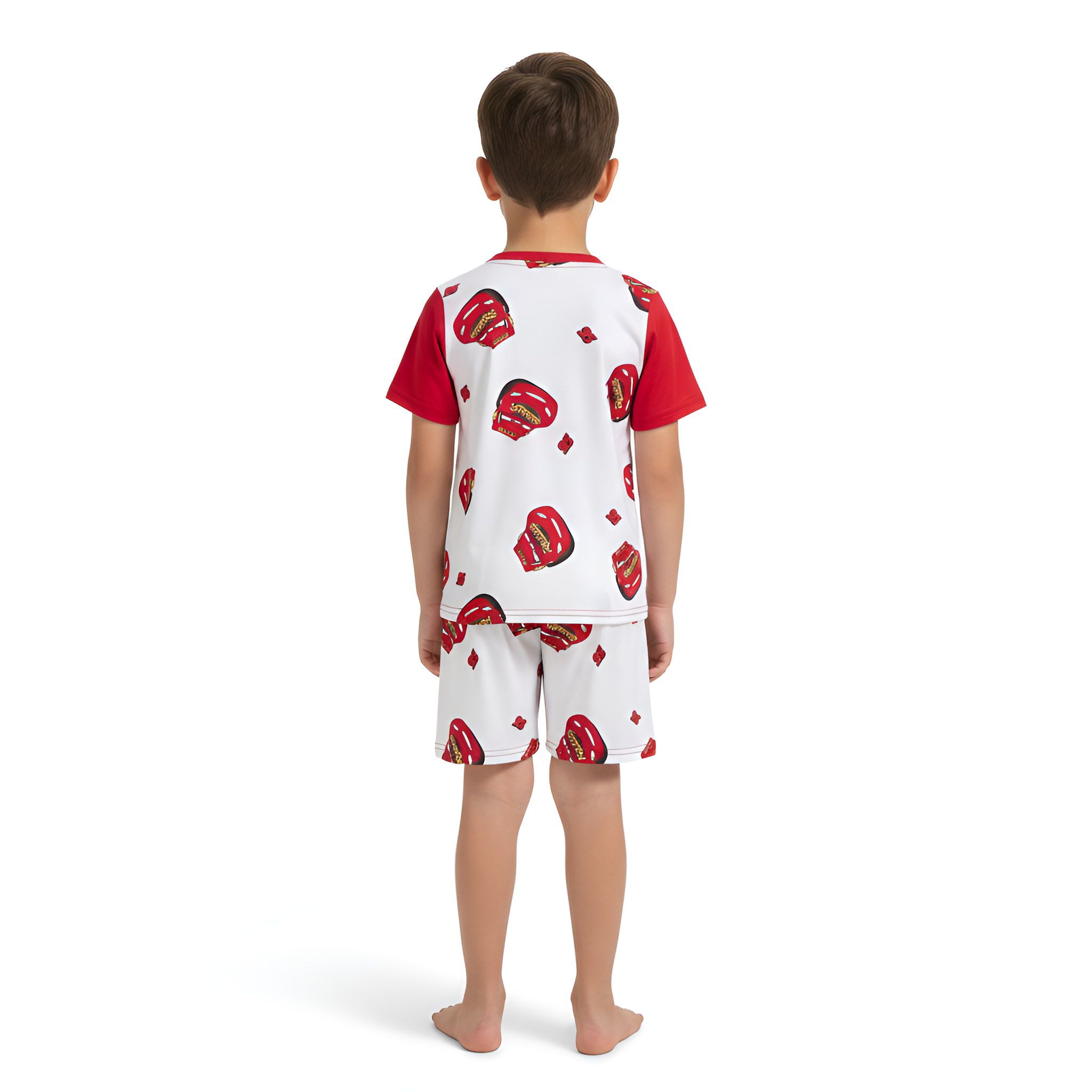 Cartoon Racing Print Kids Pajama Set