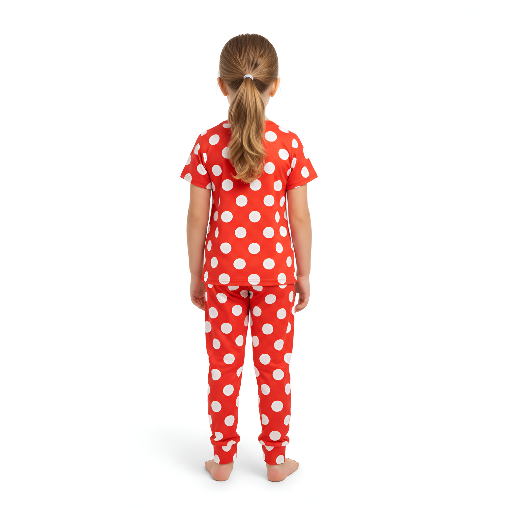 Minnie Print Flame Retardant Fabric Short Sleeve Pajama Set for Girls