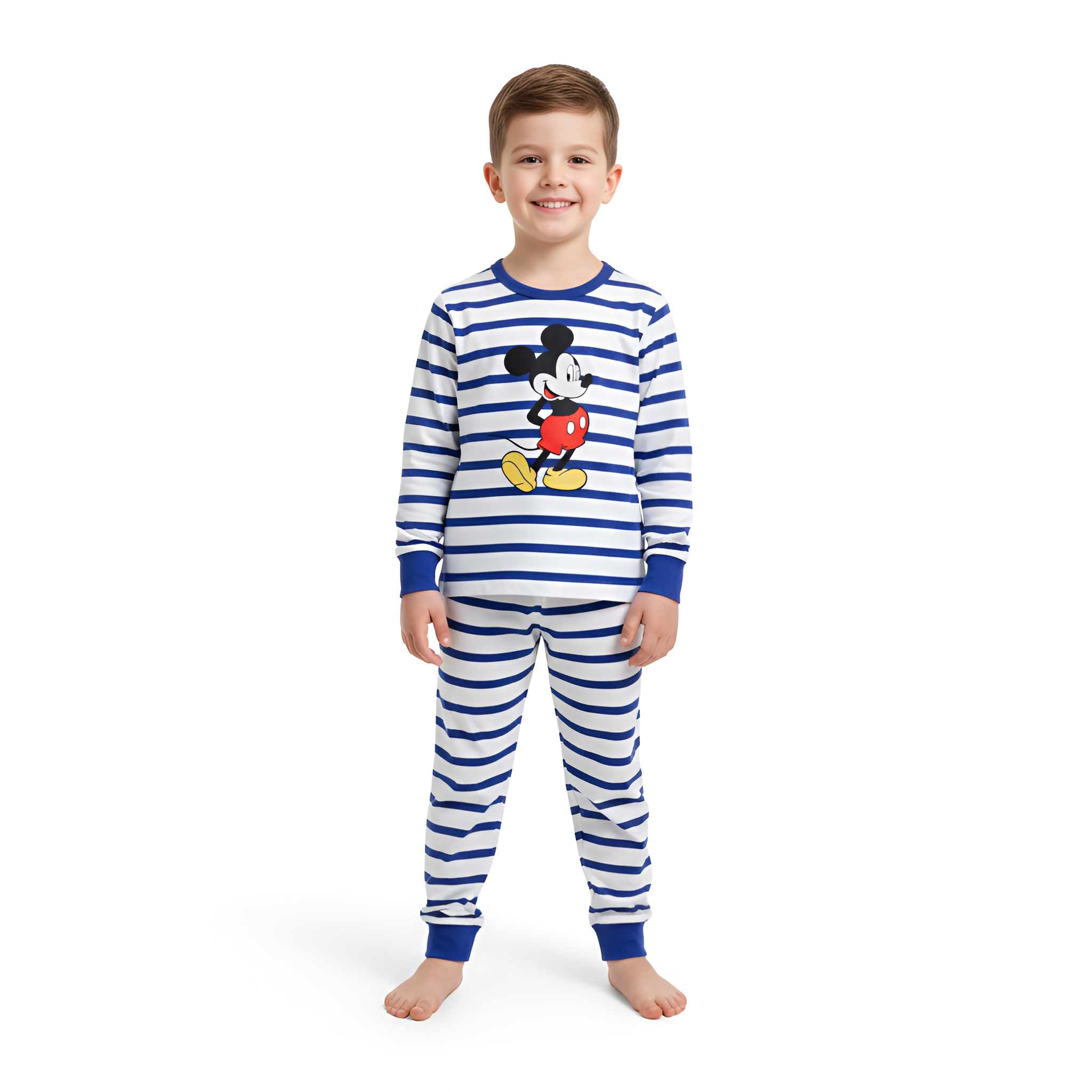 Cartoon Stripe Print Kids Pajama Set