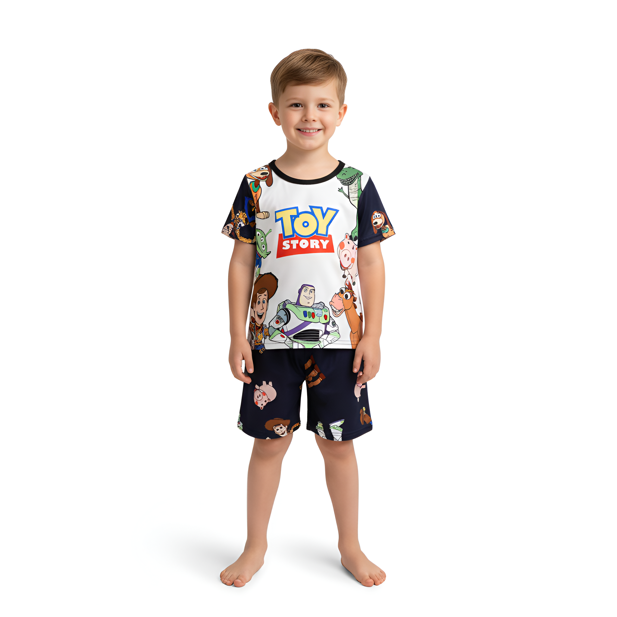 Toy Story Character Print Short Sleeve Pajama Set For Boys