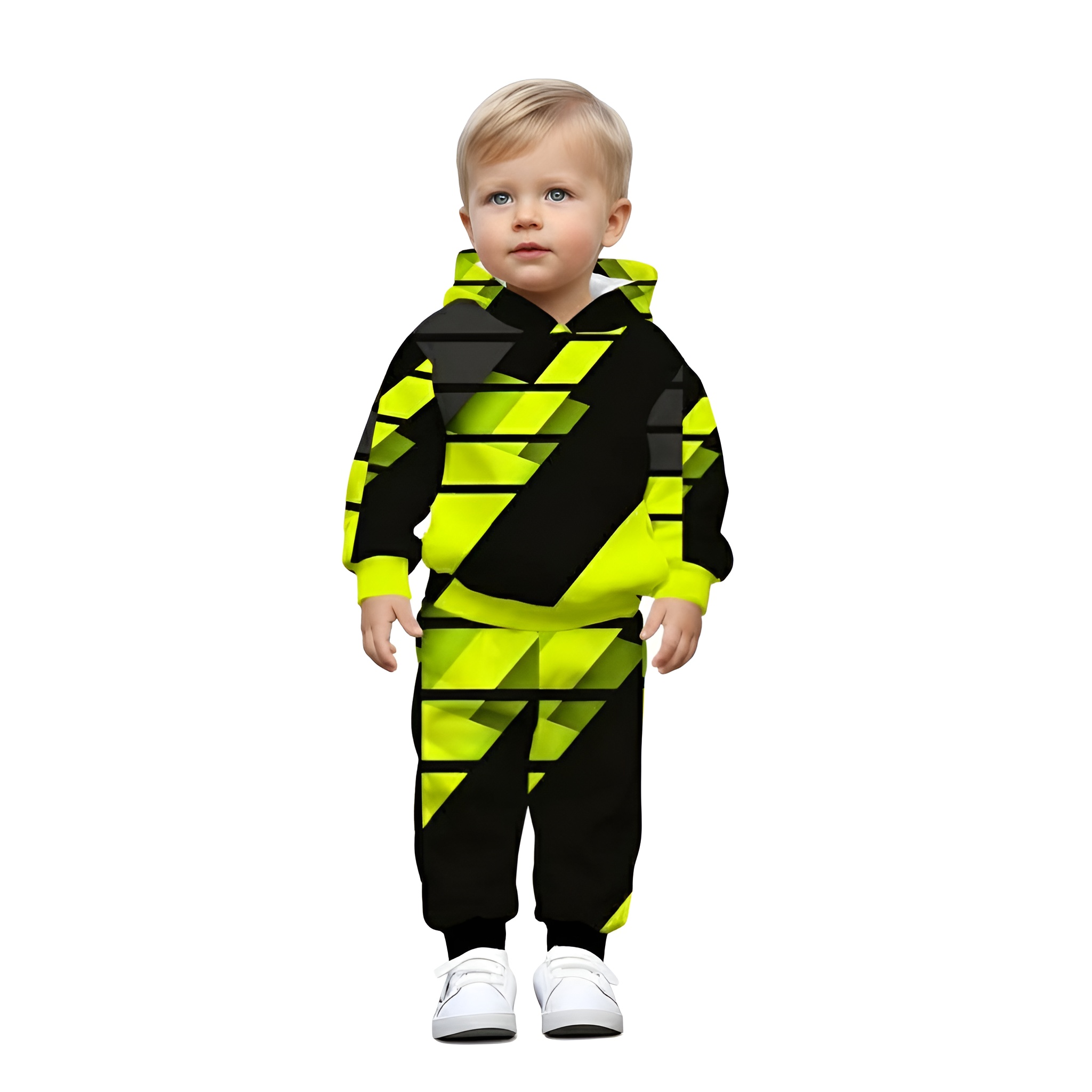 Hooded Sweatshirt And Pants Outfit With Two Toned Colorblock Style For Boy