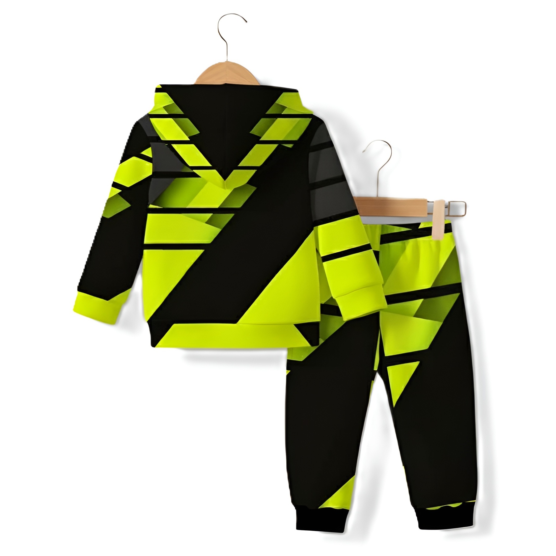 Hooded Sweatshirt And Pants Outfit With Two Toned Colorblock Style For Boy