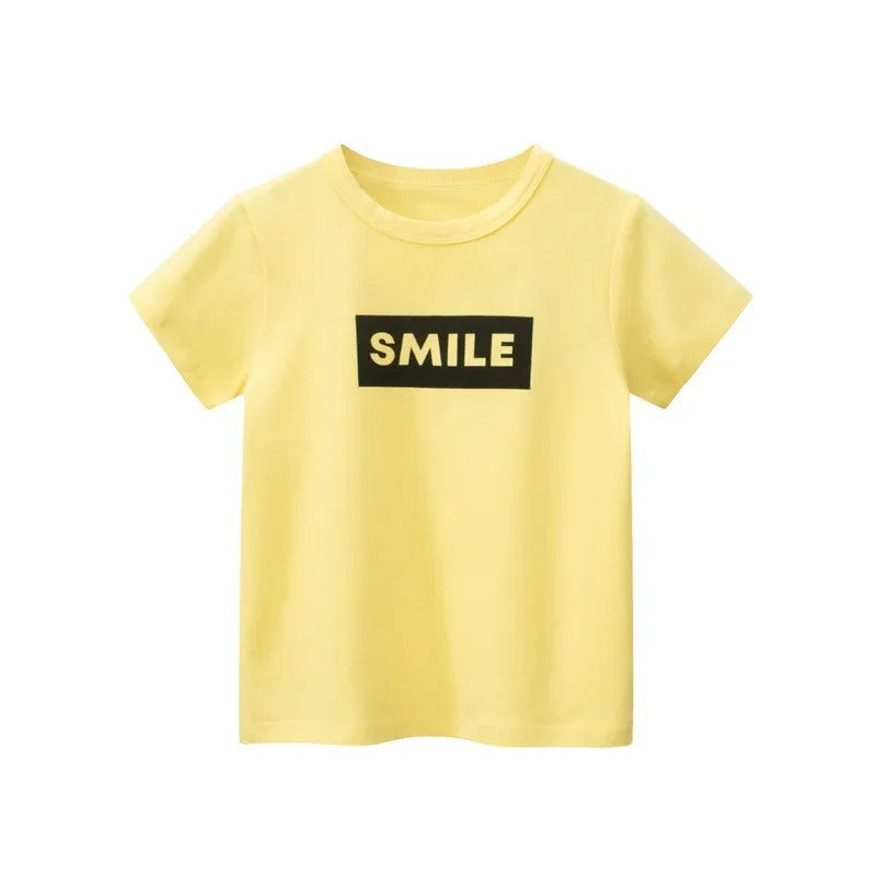 Leaf Letter Print Short Sleeve T Shirt-Cozy Stroller