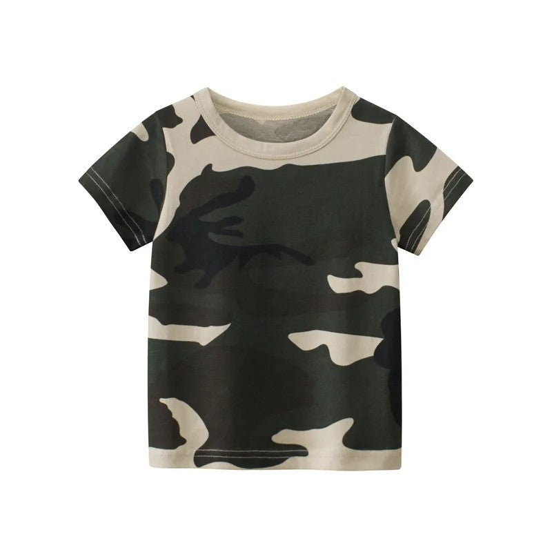 Leaf Letter Print Short Sleeve T Shirt-Cozy Stroller