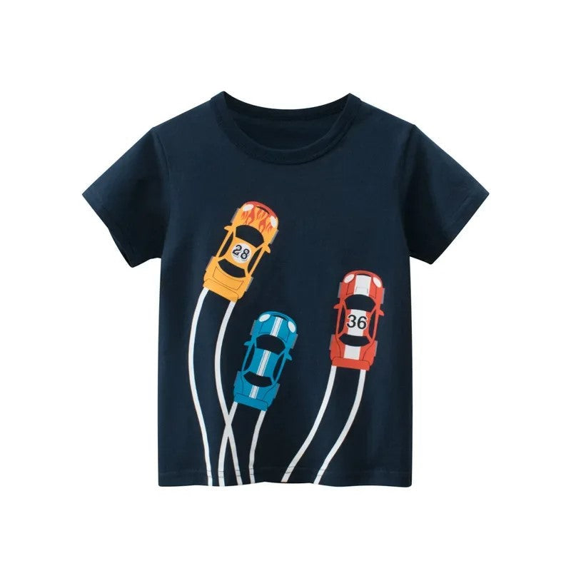 Leaf Letter Print Short Sleeve T Shirt-Cozy Stroller