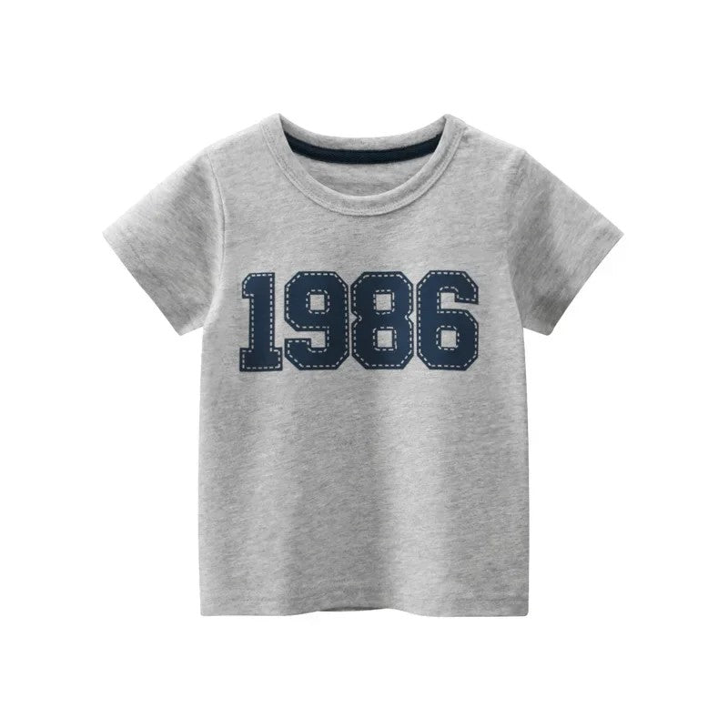 Leaf Letter Print Short Sleeve T Shirt-Cozy Stroller