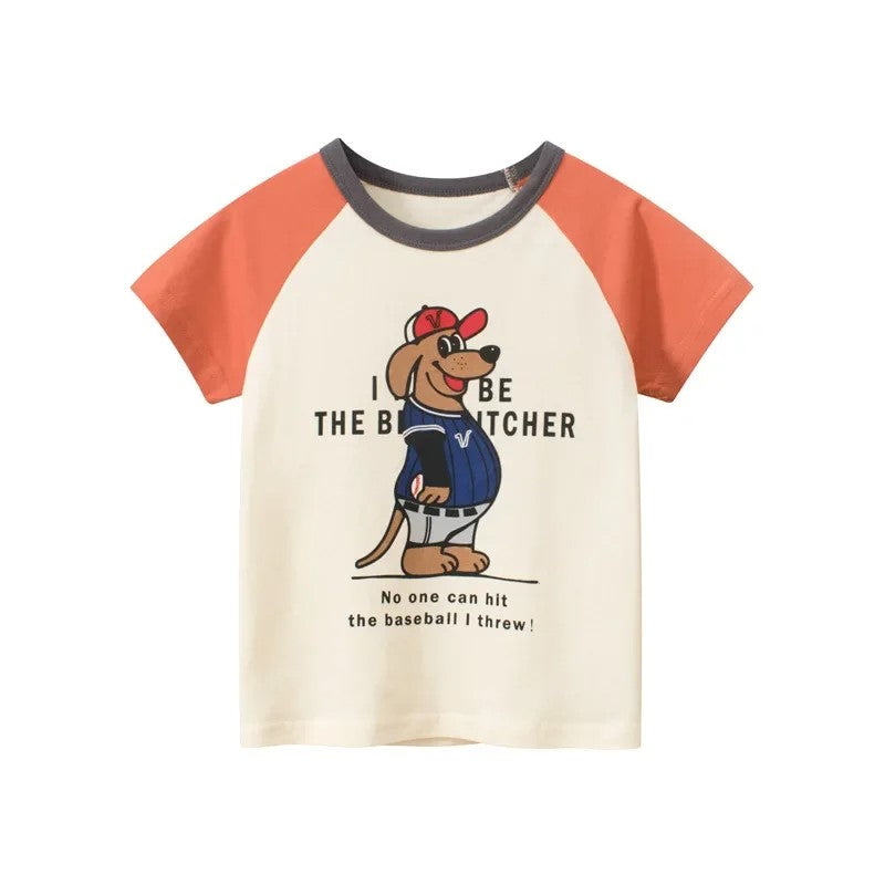 Letter Print Short Sleeve T Shirt-Cozy Stroller