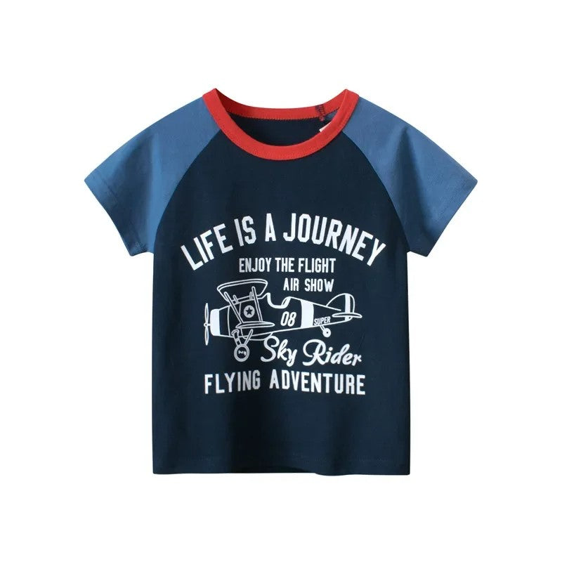 Letter Print Short Sleeve T Shirt-Cozy Stroller