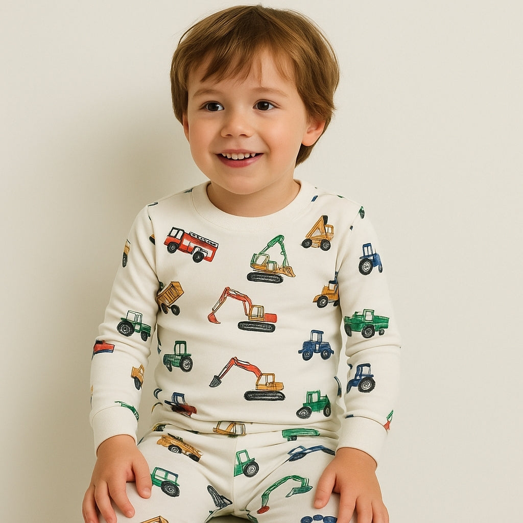 Organic Cotton Digger Truck Pajamas Set-Cozy Stroller