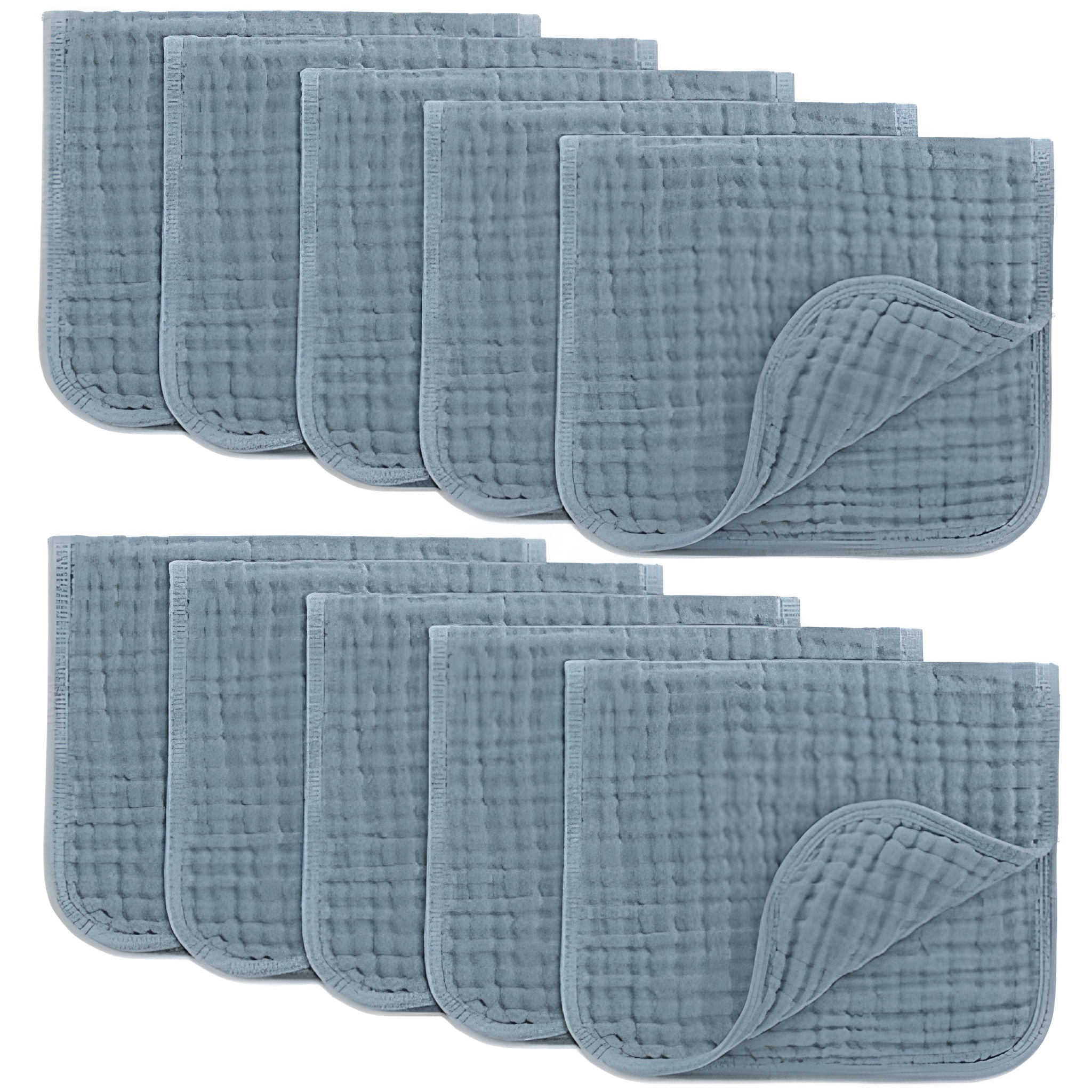 Muslin Burp Cloths Pack of 10 Large 6 Layer Ultra Absorbent Cotton For Baby