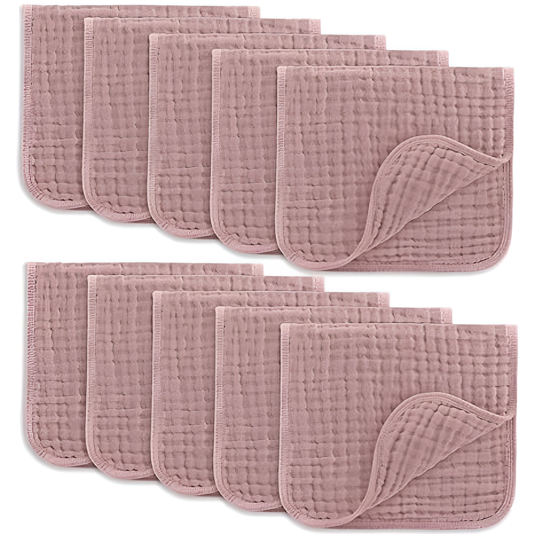 Muslin Burp Cloths Pack of 10 Large 6 Layer Ultra Absorbent Cotton For Baby