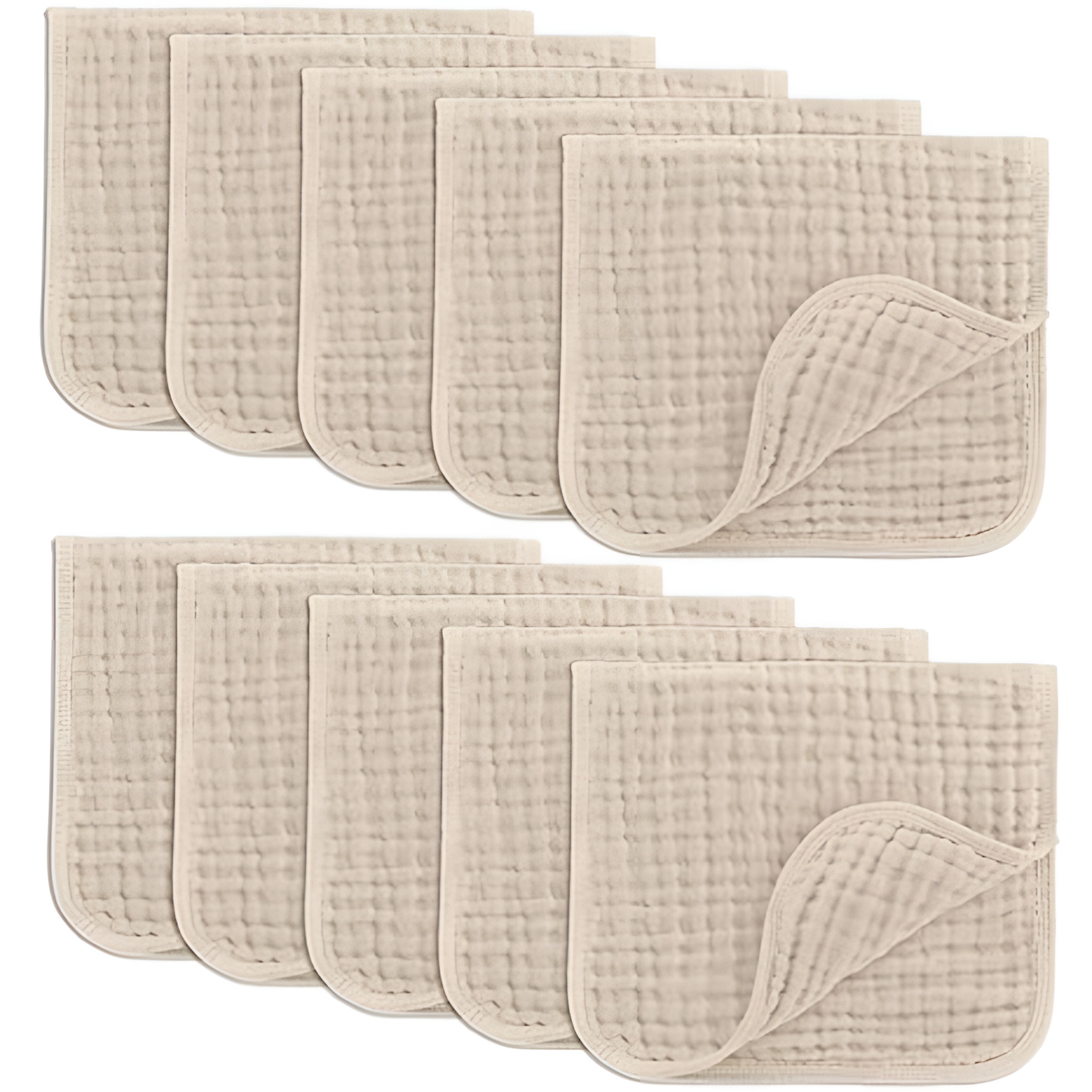 Muslin Burp Cloths Pack of 10 Large 6 Layer Ultra Absorbent Cotton For Baby