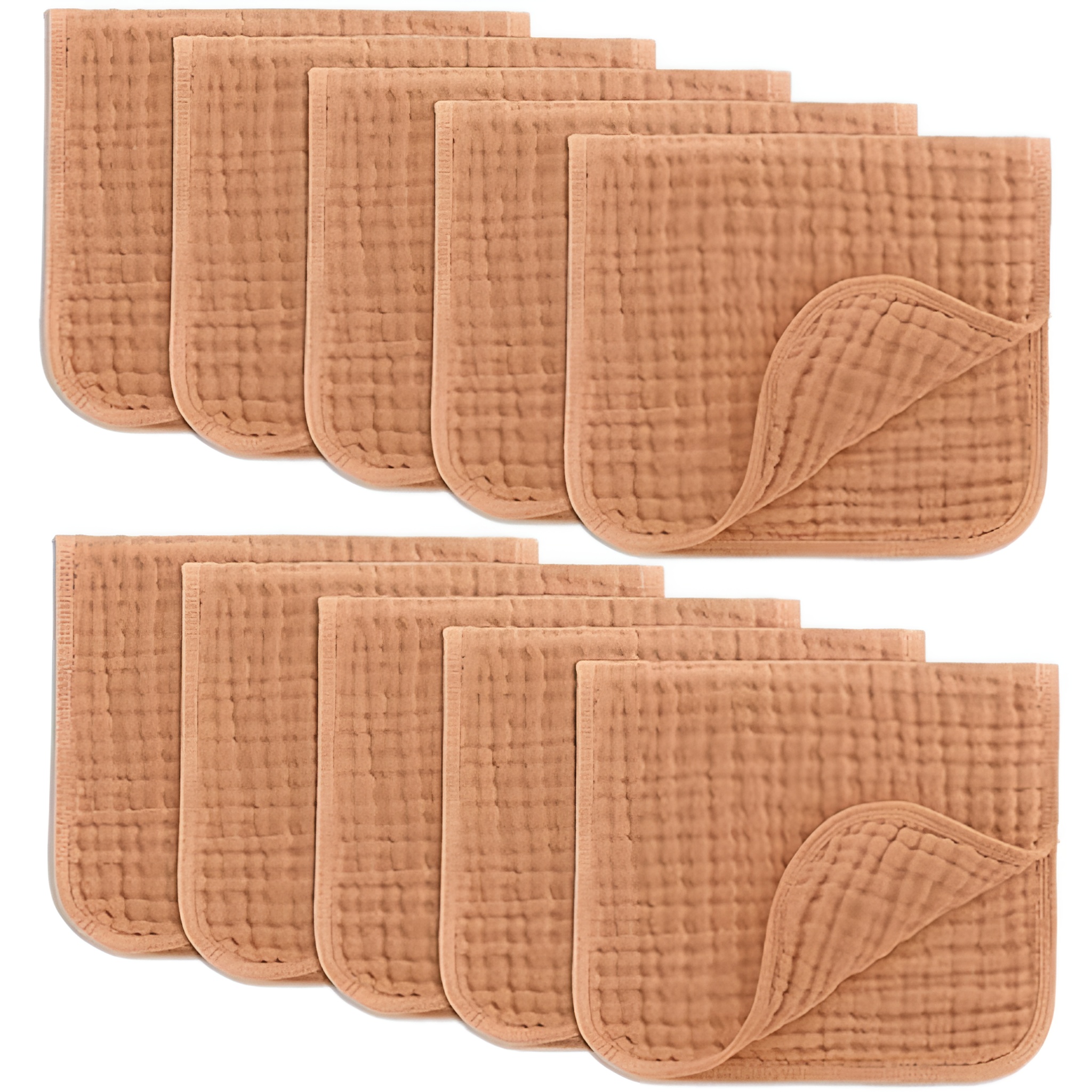 Muslin Burp Cloths Pack of 10 Large 6 Layer Ultra Absorbent Cotton For Baby