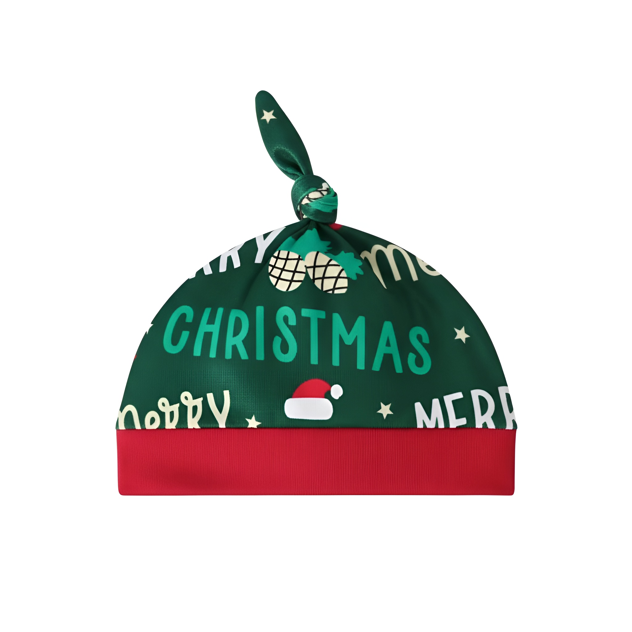 My First Christmas Santa Print Top Pants and Hat 3 Piece Set For Infant