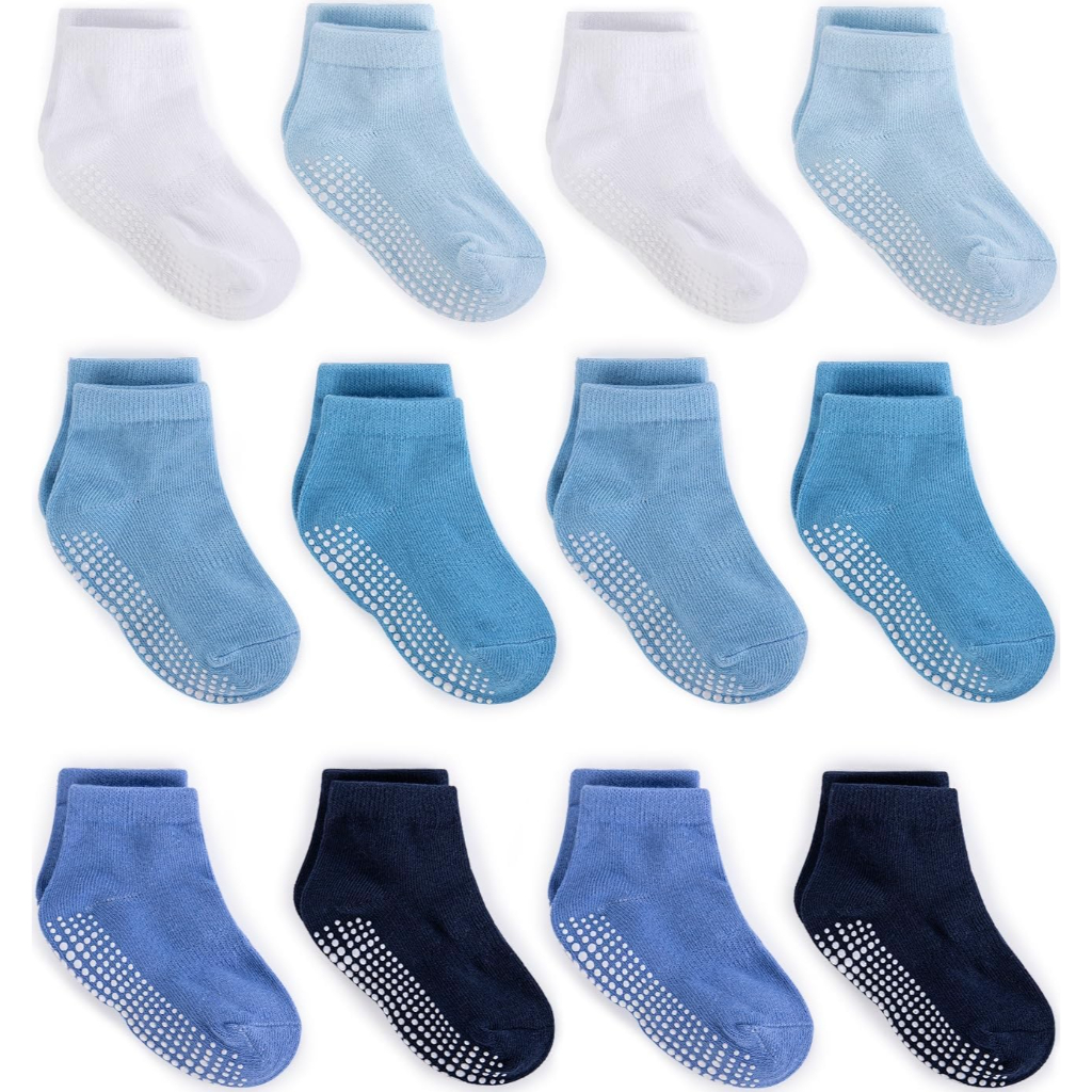 Pack Of 12 Baby Grip Socks With Non Skid Soles For Infants Toddlers And Kids