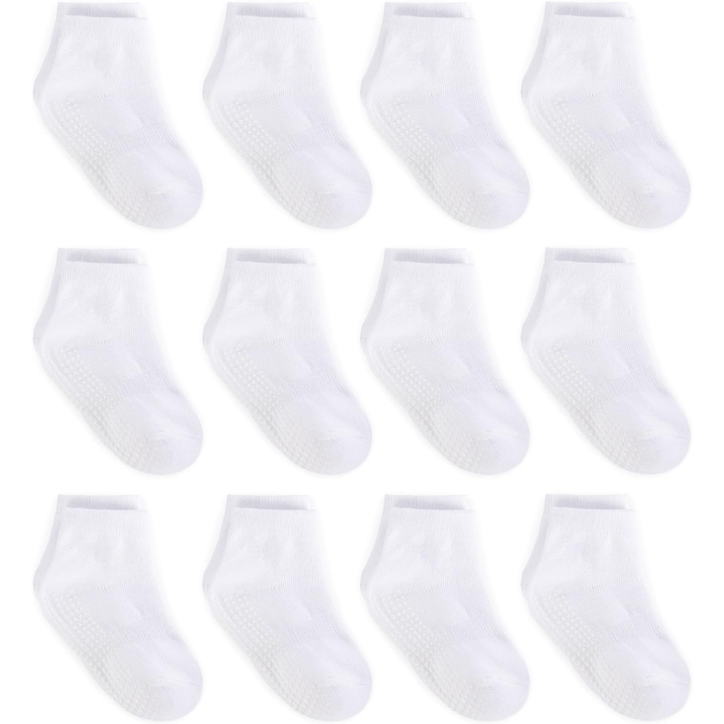 Pack Of 12 Baby Grip Socks With Non Skid Soles For Infants Toddlers And Kids