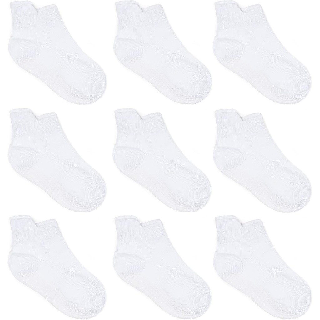 Pack Of 9 Baby Grip Socks With Non Skid Soles for Infants Toddlers And Kids