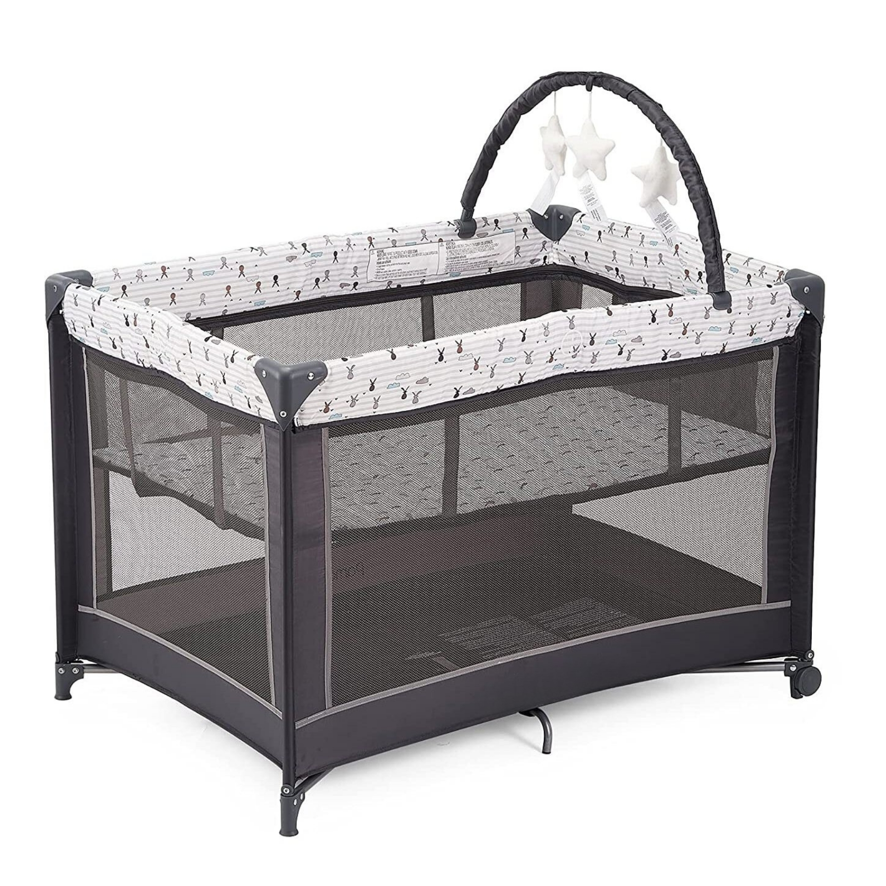 Portable Baby Playard With Bassinet Mattress And Toy Bar