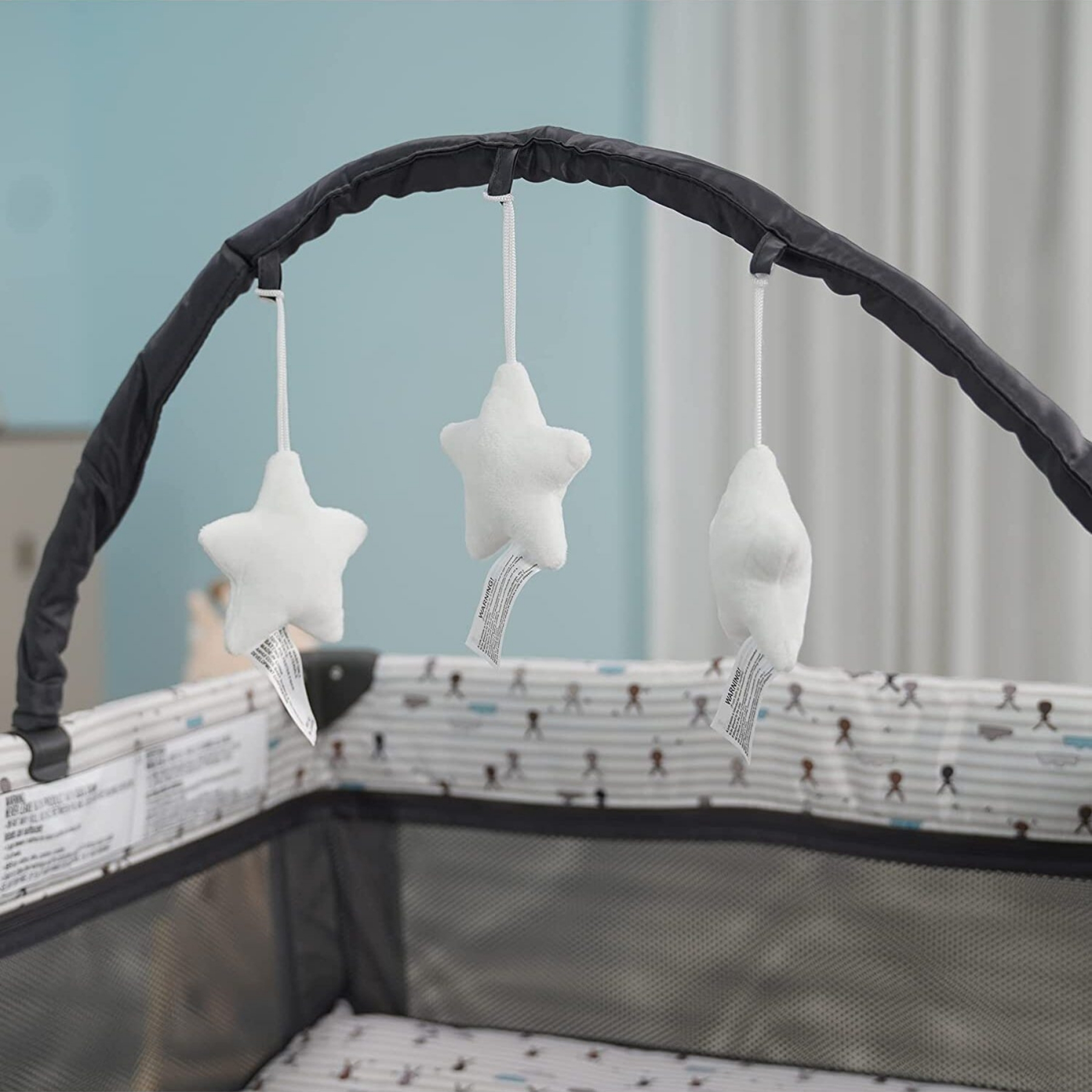 Portable Baby Playard With Bassinet Mattress And Toy Bar