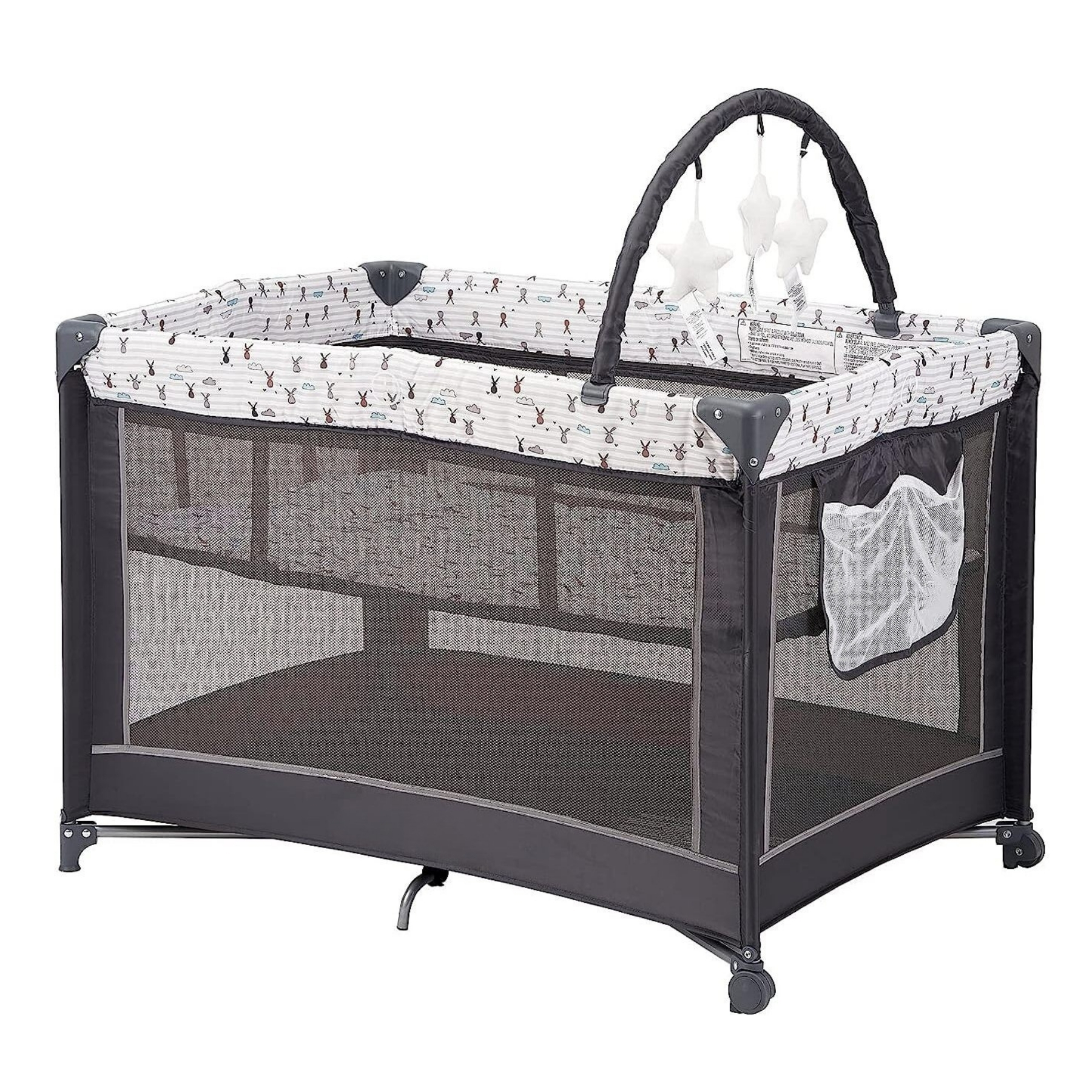 Portable Baby Playard With Bassinet Mattress And Toy Bar