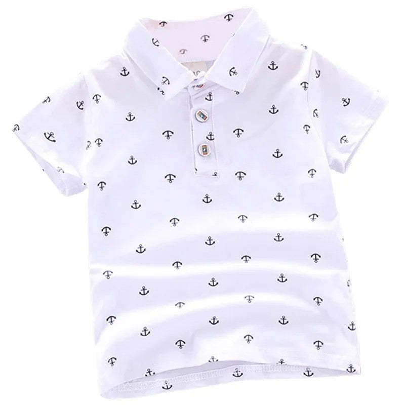 Print Short Sleeve Collar Tshirt-Cozy Stroller