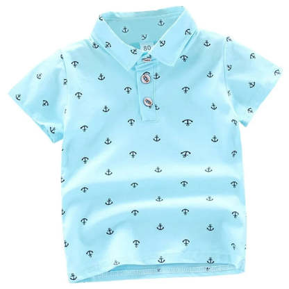 Print Short Sleeve Collar Tshirt-Cozy Stroller