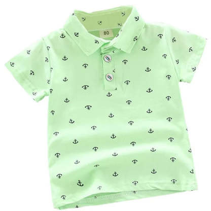 Print Short Sleeve Collar Tshirt-Cozy Stroller