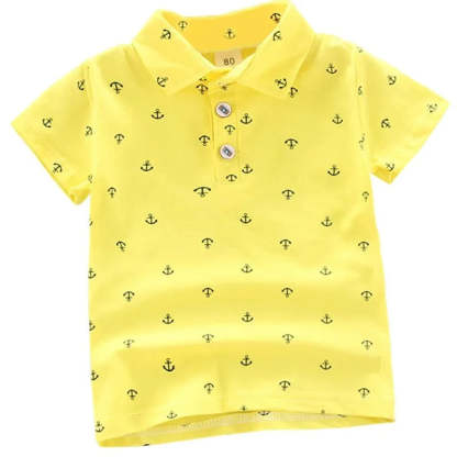 Print Short Sleeve Collar Tshirt-Cozy Stroller