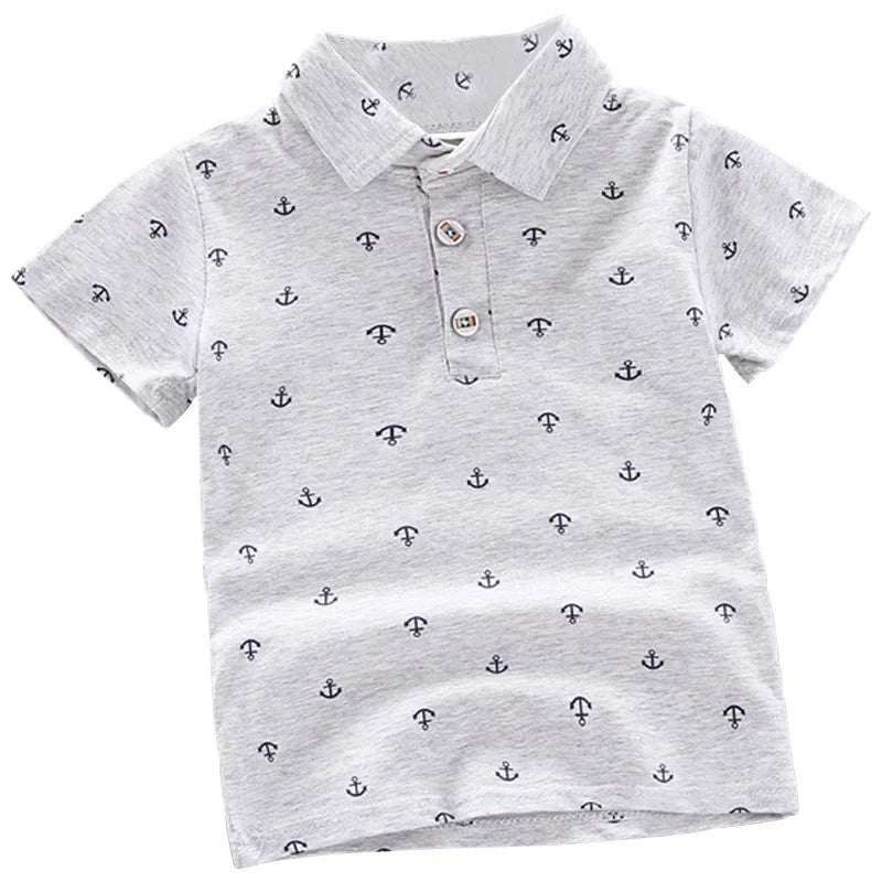 Print Short Sleeve Collar Tshirt-Cozy Stroller
