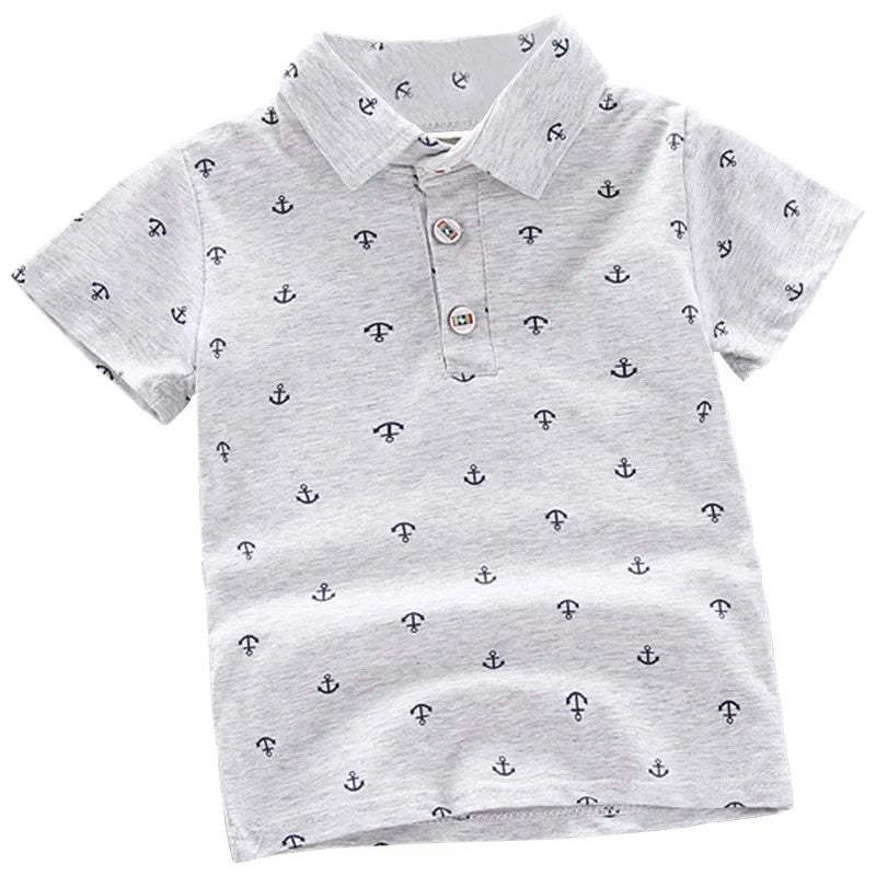 Print Short Sleeve Collar Tshirt-Cozy Stroller