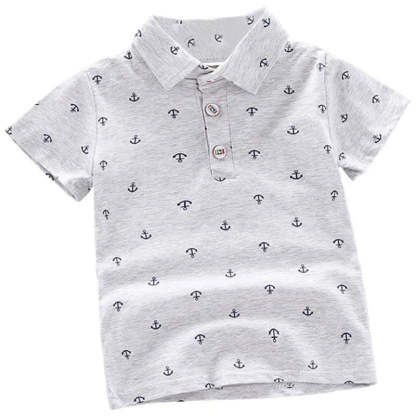Print Short Sleeve Collar Tshirt-Cozy Stroller