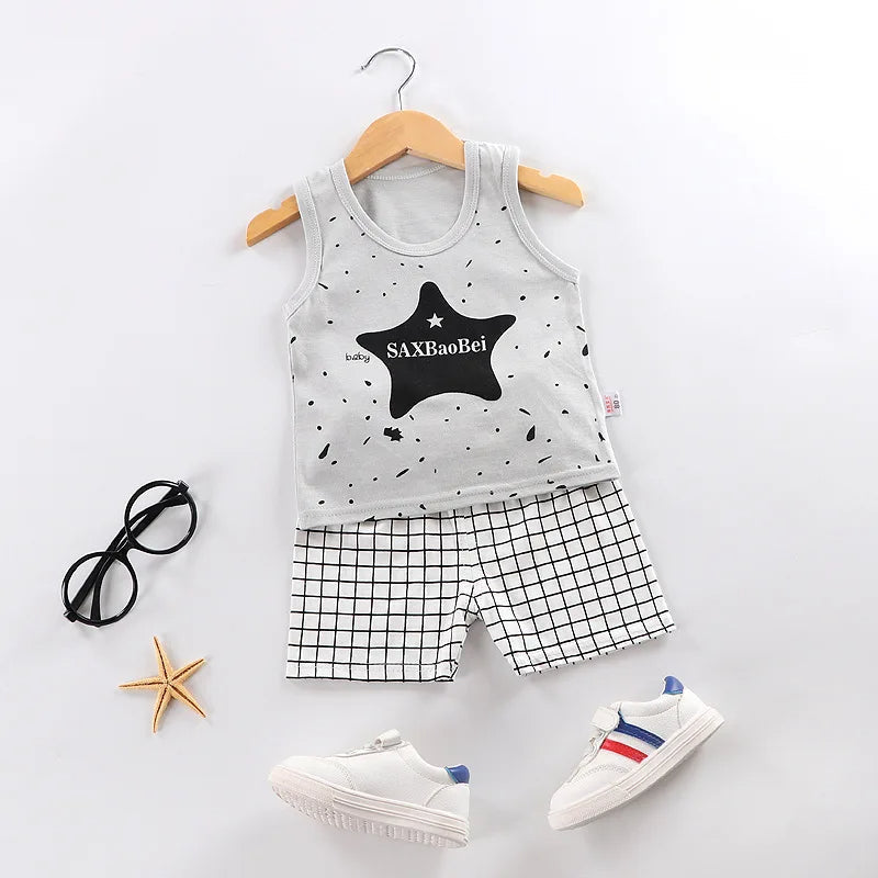 Graphic Tank Top And Shorts Set-Cozy Stroller
