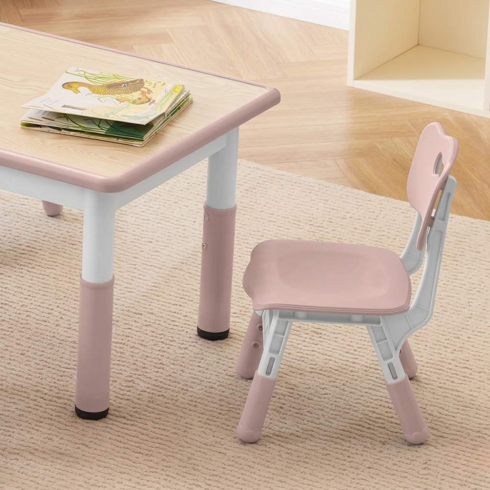 Kids Height Adjustable Study Table And Chairs Set With Graffiti Desktop For Kids Ages 38