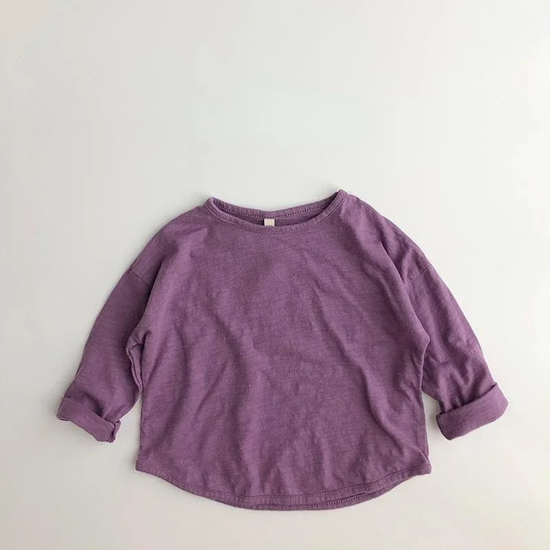 Solid Casual Long Sleeve T-Shirt-Cozy Stroller