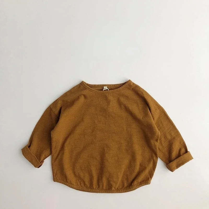 Solid Casual Long Sleeve T-Shirt-Cozy Stroller