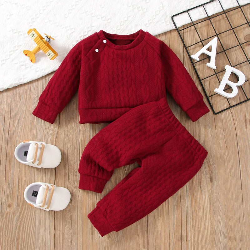 Solid Color Long Sleeves Top And Pants-Cozy Stroller