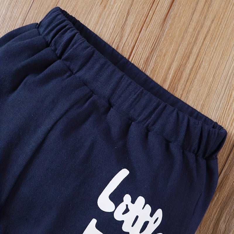 Solid Long Sleeves Letter Print Top And Pants-Cozy Stroller