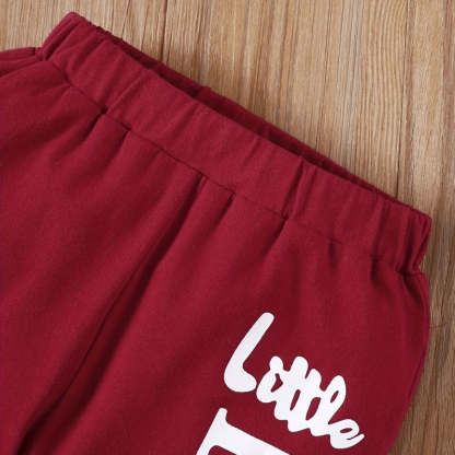 Solid Long Sleeves Letter Print Top And Pants-Cozy Stroller