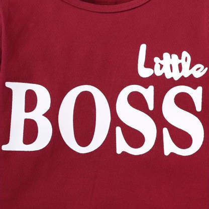 Solid Long Sleeves Letter Print Top And Pants-Cozy Stroller