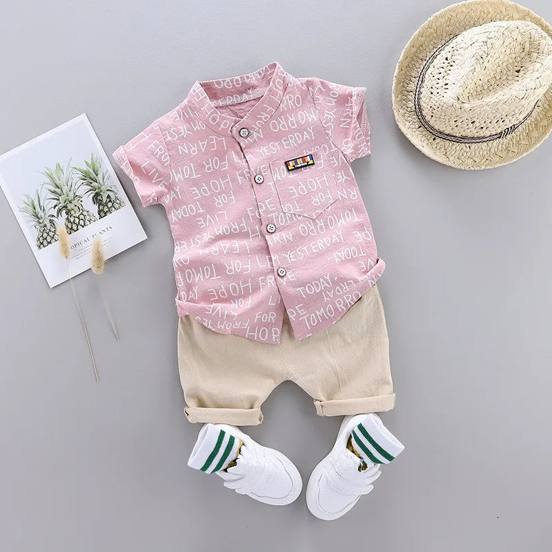 Casual Round Collar Shirt And Shorts Set-Cozy Stroller