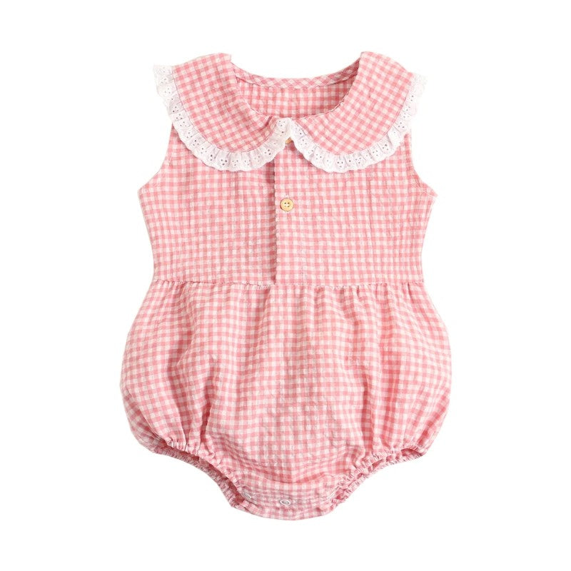 Summer Classic Gingham Romper-Cozy Stroller