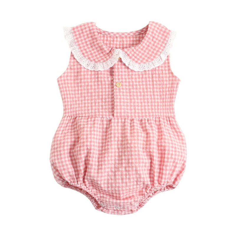 Summer Classic Gingham Romper-Cozy Stroller