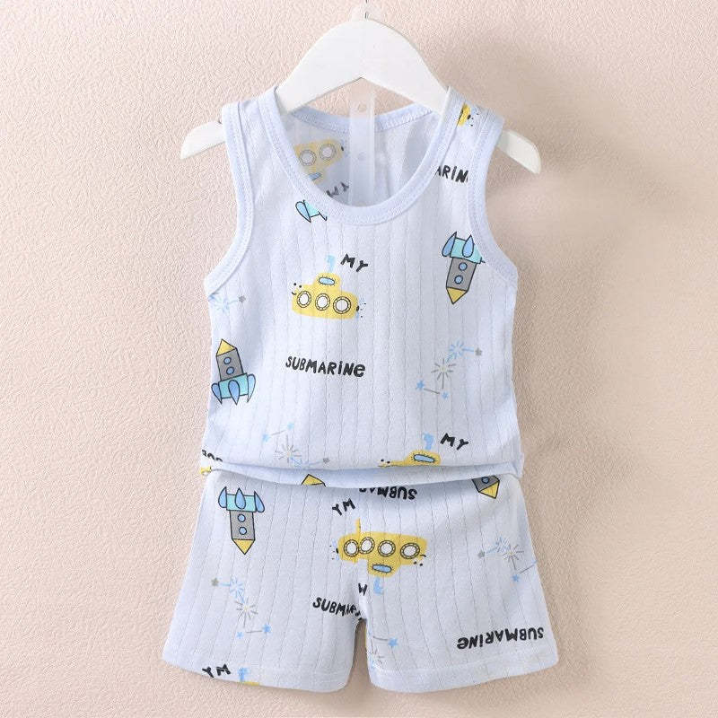 Visual Print Tank Top And Shorts Set-Cozy Stroller