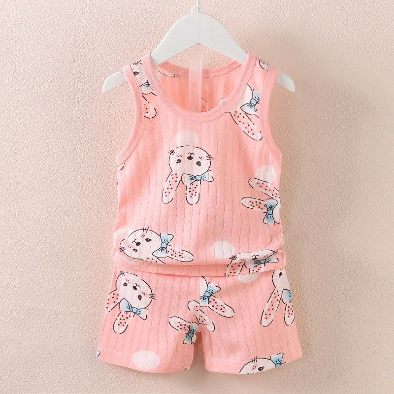 Visual Print Tank Top And Shorts Set-Cozy Stroller