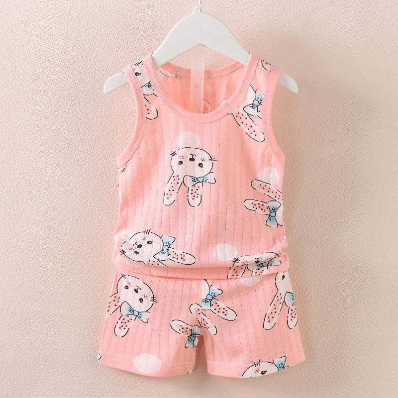 Visual Print Tank Top And Shorts Set-Cozy Stroller