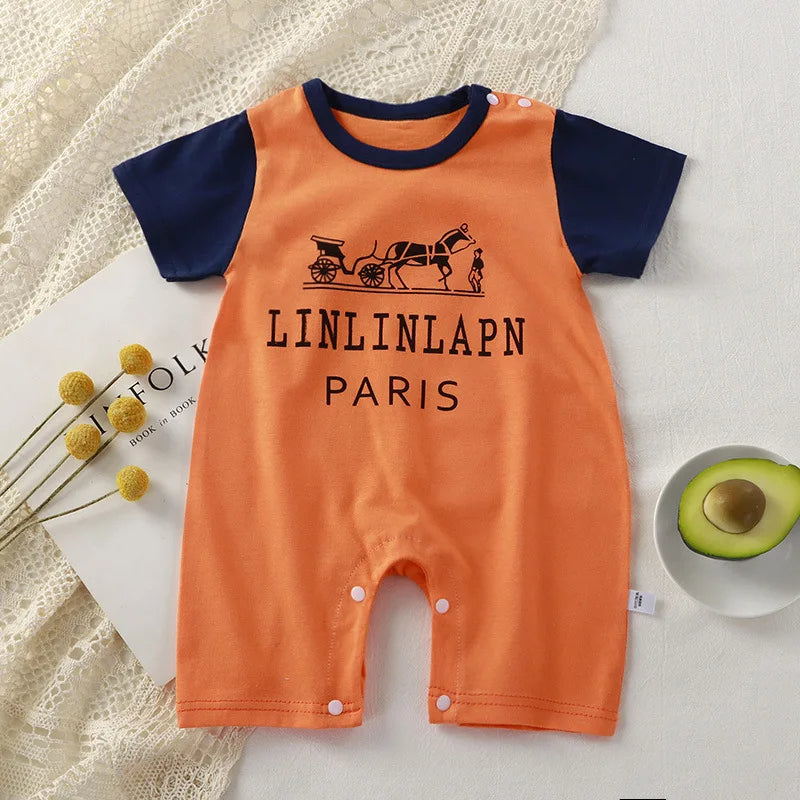 Animals Printed Short Sleeve Jumpsuit-Cozy Stroller